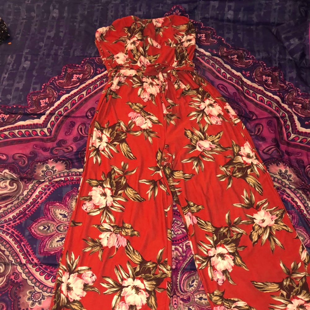 Burnt Orange Floral Romper